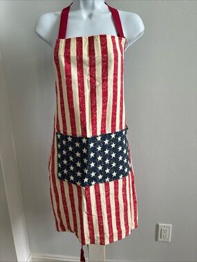 Lauren Ralph Lauren Patriotic Striped Kitchen Apron with pocket-NWOT